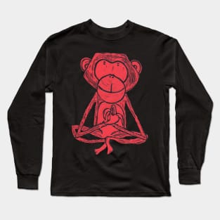 Monkey, Cheeky Monkey, red Long Sleeve T-Shirt